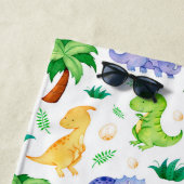 かわいいネオン水彩恐竜のパターン ビーチタオル (インサイチュ)
