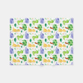 かわいいネオン水彩恐竜のパターン フリースブランケット (正面(横))