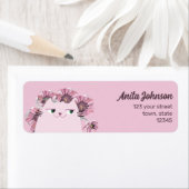 かわいいネコかわいいピンク差出人住所ラベル ラベル (インサイチュ)