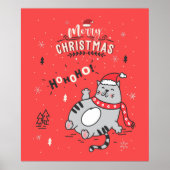 かわいいネコちゃんのクリスマスおめでとう ポスター (正面)