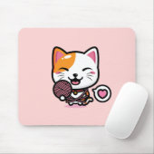 かわいいネコとヤーンマウスパッド マウスパッド (マウス)