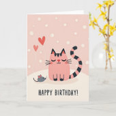 かわいいネコのお友達の誕生日カード カード (黄色い花)