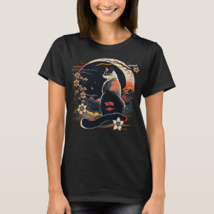 かわいいネコのアニメ 和風 レトロ おもしろ メンズ レディース キッズ Tシャツ