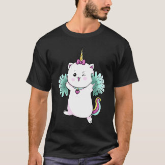 かわいいネコのユニコーン・チアリーダー Tシャツ