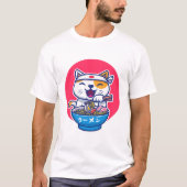 かわいいネコのラーメン Tシャツ (正面)