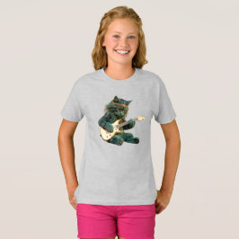 かわいいネコのロックスターキッズ Tシャツ