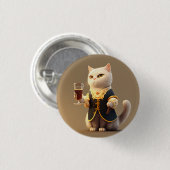 かわいいネコの執事、ユーモアたっぷりの執事子猫 缶バッジ (正面&裏面)