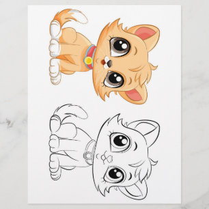 かわいいネコの塗り絵ページ チラシ