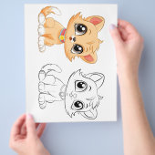 かわいいネコの塗り絵ページ チラシ (手)