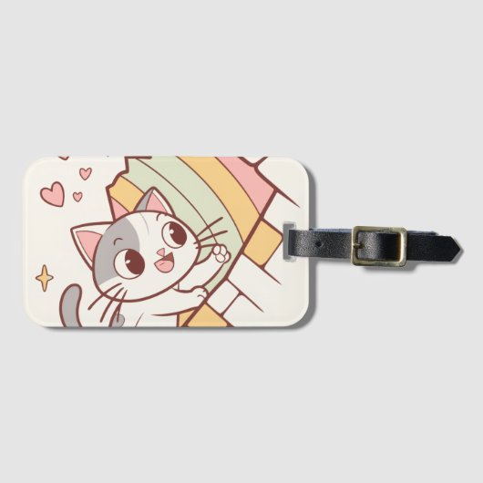 かわいいネコの荷物タグ|可愛い  ラゲッジタグ (正面横)