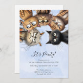 かわいいネコの誕生日パーティー 招待状 (正面/裏面)