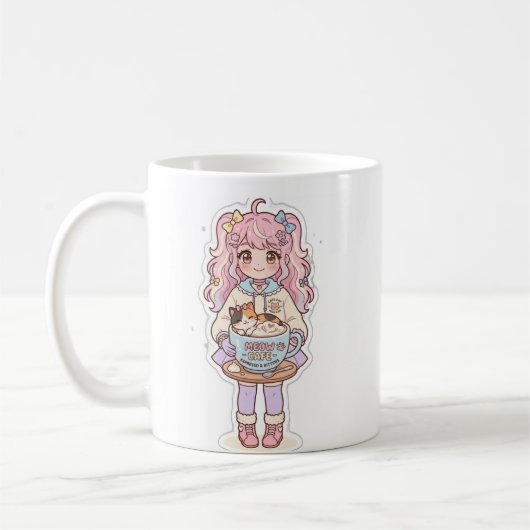 かわいいネコカフェアニメガールちびマグ コーヒーマグカップ (左)