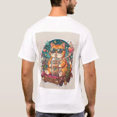 かわいいネコカフェアニメガールちびTシャツ Tシャツ (裏面)