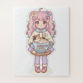 かわいいネコカフェ アニメガール ちびキャラ ジグソーパズル