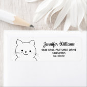 かわいいネコスケッチパーソナライズされた住所 シール (インサイチュ)