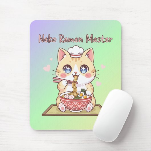 かわいいネコラーメン・マスター ねこ料理人 マウスパッド (マウス)