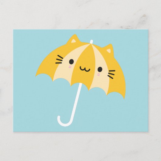 かわいいネコ傘 ポストカード (正面)