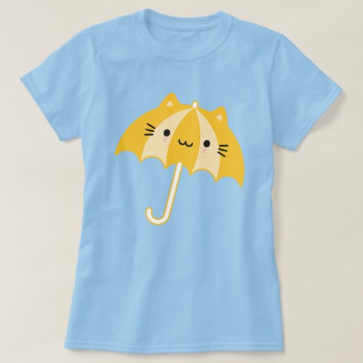 かわいいネコ傘 Tシャツ (デザイン正面)