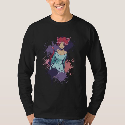 かわいいネコ娘 Tシャツ (正面)