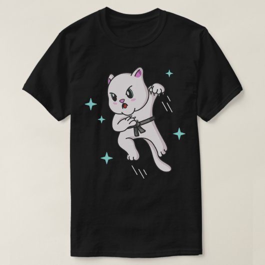 かわいいネコ忍者キッテンファイターカラテ Tシャツ (デザイン正面)