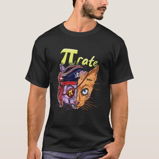 かわいいネコ海賊π数学休日数学円周率の日 tシャツ (正面)