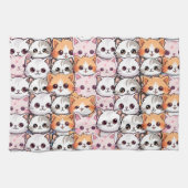 かわいいネコ猫ペット顔ドードルプリントパット キッチンタオル (横)