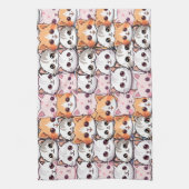 かわいいネコ猫ペット顔ドードルプリントパット キッチンタオル (縦)