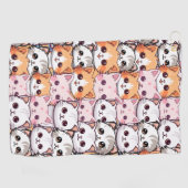 かわいいネコ猫ペット顔ドードルプリントパット ゴルフタオル (横)