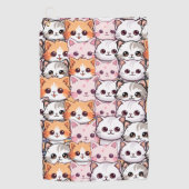 かわいいネコ猫ペット顔ドードルプリントパット ゴルフタオル (正面)