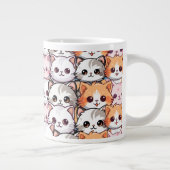 かわいいネコ猫ペット顔ドードルプリントパット ジャンボコーヒーマグカップ (右)
