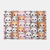 かわいいネコ猫ペット顔ドードルプリントパット ドアマット (正面)