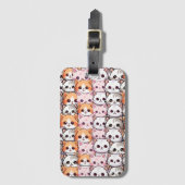 かわいいネコ猫ペット顔ドードルプリントパット ラゲッジタグ (正面縦)