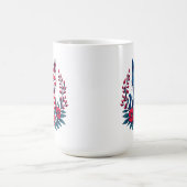 かわいいネコ系アメリカ国旗と赤い花愛国心 コーヒーマグカップ (中央)