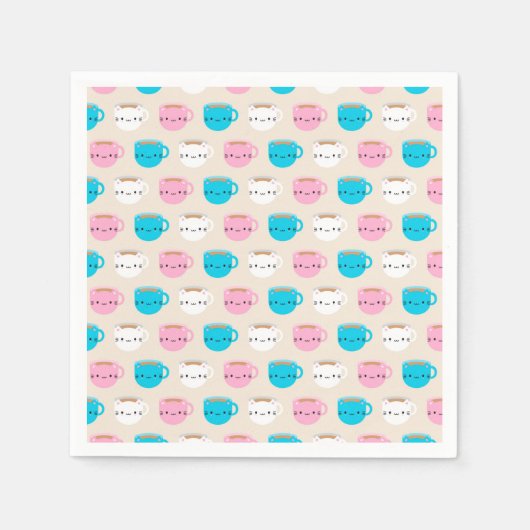 かわいいネコXのお茶 スタンダードカクテルナプキン (正面)