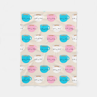 かわいいネコXのお茶 フリースブランケット