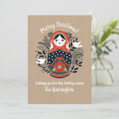 かわいいネスティングドールクリスマスフォトカード カード (スタンド正面)