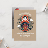 かわいいネスティングドールクリスマスフォトカード カード (正面/裏面インサイチュ)