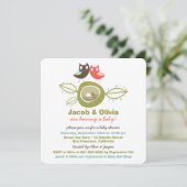 かわいいネスティングフクロウ家族のベビーシャワーの招待状 招待状 (スタンド正面)