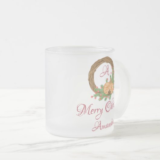 かわいいネストクリスマス フロストグラスマグカップ (正面右)