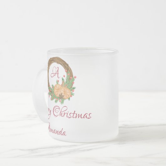 かわいいネストクリスマス フロストグラスマグカップ (正面左)