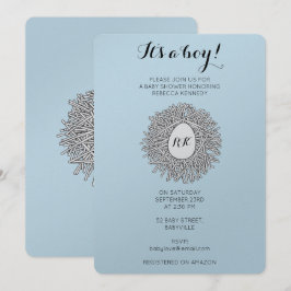 かわいいネストモノグラム男の赤ちゃんベビーシャワー 招待状