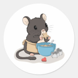 かわいいネズミがクッキーを焼く かわいい動物ステッカー ラウンドシール