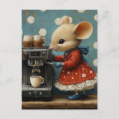 かわいいネズミがコーヒーを淹れる ポストカード (正面)