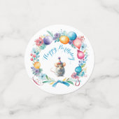 かわいいネズミがパーティー帽子 コンフェッティ (スモール正面)