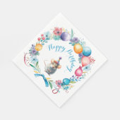 かわいいネズミがパーティー帽子 スタンダードランチョンナプキン (角)