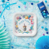 かわいいネズミがパーティー帽子 ペーパープレート (パーティー)