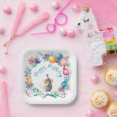 かわいいネズミがパーティー帽子 ペーパープレート (パーティー)