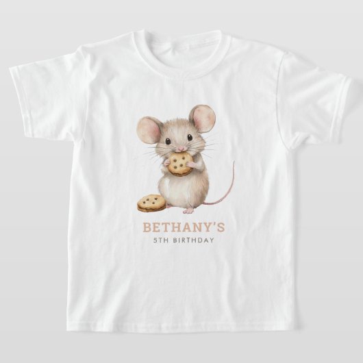 かわいいネズミとクッキーの5歳の誕生日パーティー Tシャツ (レイダウン)