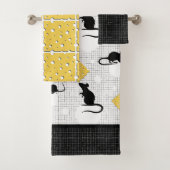かわいいネズミとスイスチーズバブル黒タオル バスタオルセット (インサイチュ)