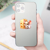 かわいいネズミとチーズのキャラクター シール (スマートフォン)